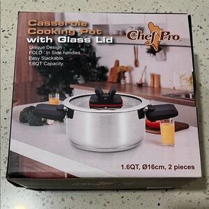 Silver Casserole Pot with Glass Lid